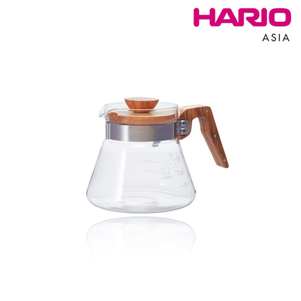 Hario Glass Coffee Server, 600ml, Olive Wood