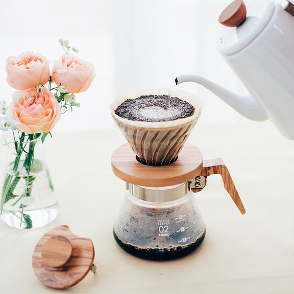 Hario V60 Glass Dripper with Olivewood