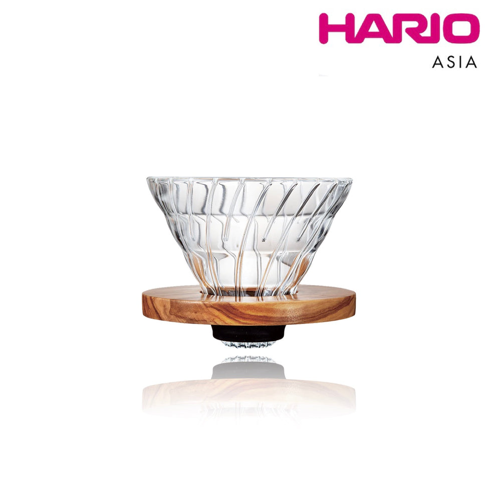 Hario Asia Official V60 Glass Dripper Olive Wood 02 Size hario-asia-official-v60-glass-dripper-olive-wood-02-size