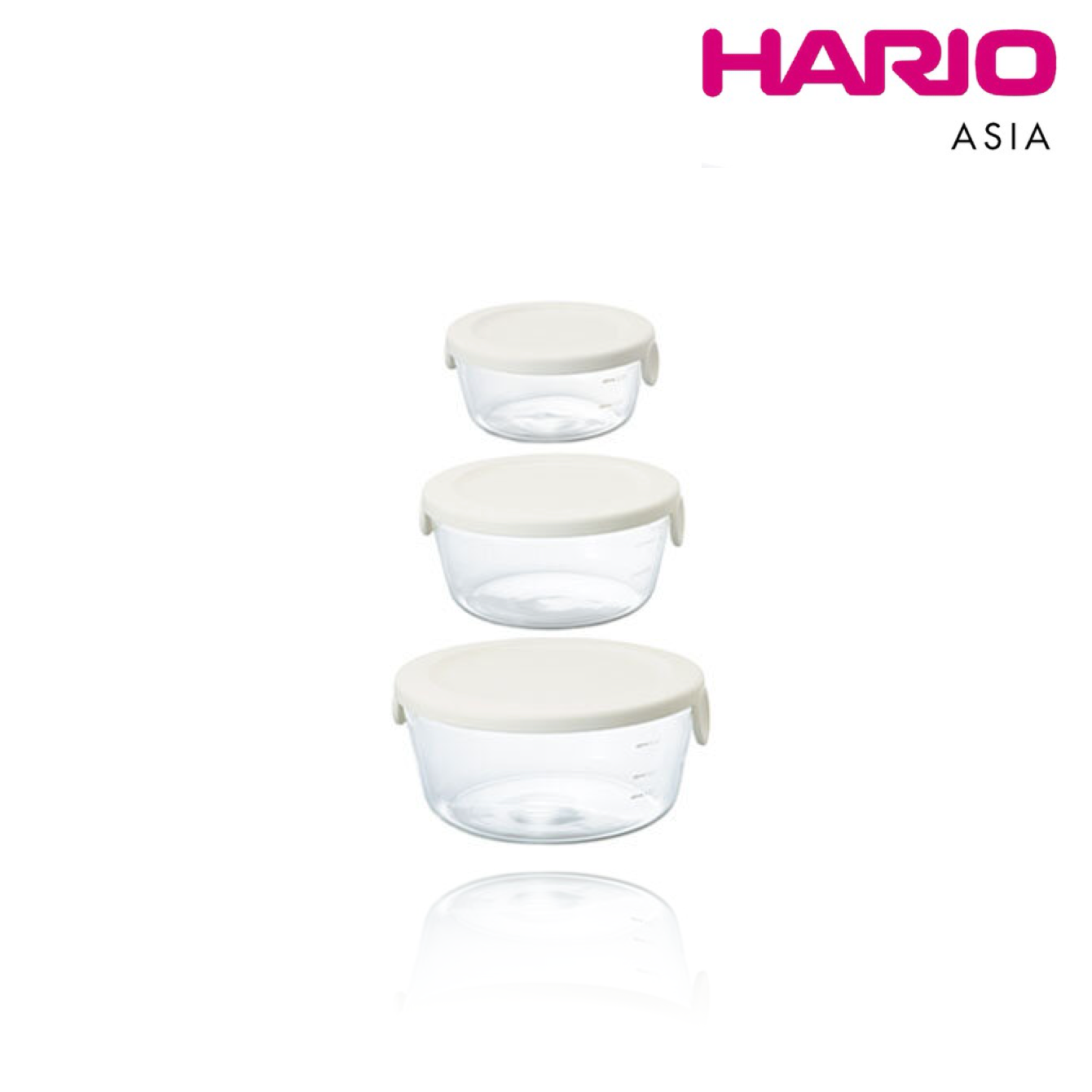 3 PC Heatproof Glass Food Storage Container (Round/Square) - Red